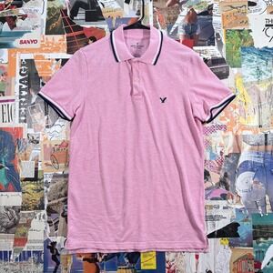American Eagle Outfitters Mens Polo Shirt Small‎ Pink Core Flex Classic Fit